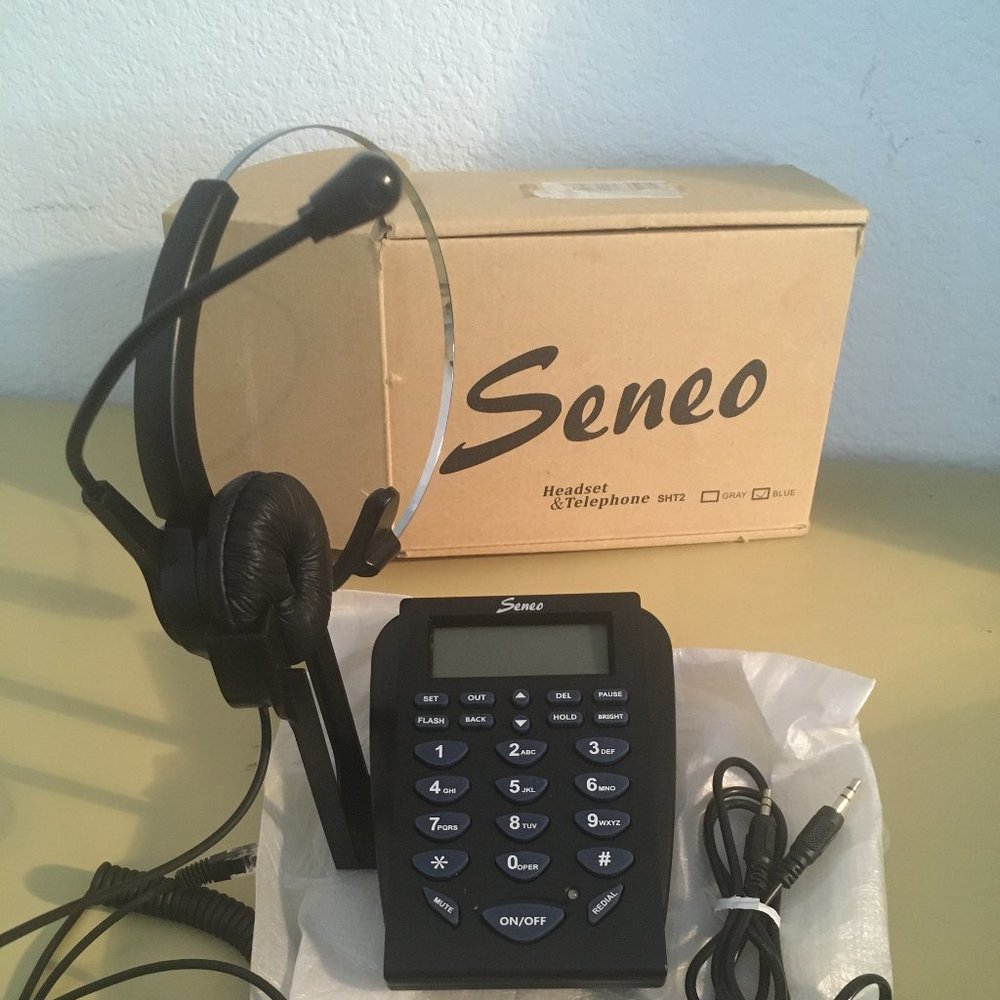 Seneo Hands-Free call center Noise Cancel Corded Monaural Headset/Phone SHT2